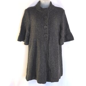 A.N.A. New Approach Charcoal Grey Alpaca Blend Sweater Jacket Size LP